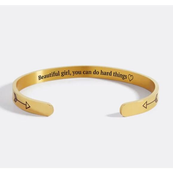 RETAIL $80 MINT & LILLY Beautiful girl you can do hard things*Cuff*18K plated - Picture 2 of 3